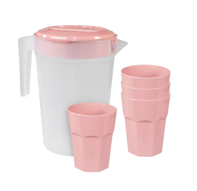 Ensemble de verres et pichet Camp Casual rouge rustique en polypropylène