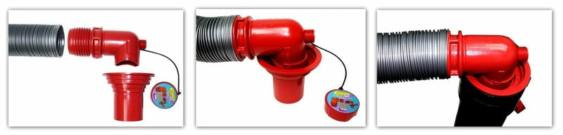 Adaptateur d’égout universel EZ Coupler rouge pour VR – avec capuchon anti-goutte