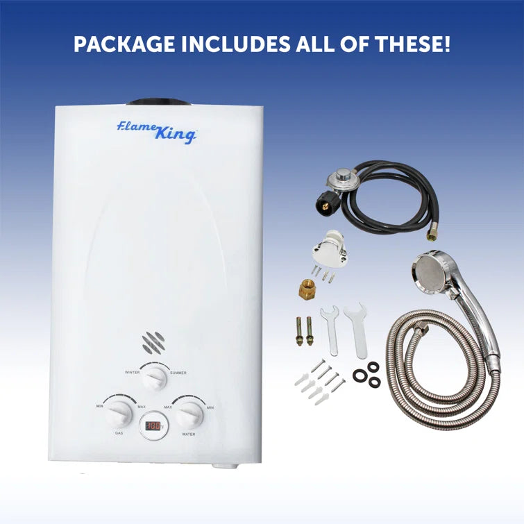 Chauffe-eau portable 10L extérieur - 68 000 BTU, douche incluse, sécurité CSA