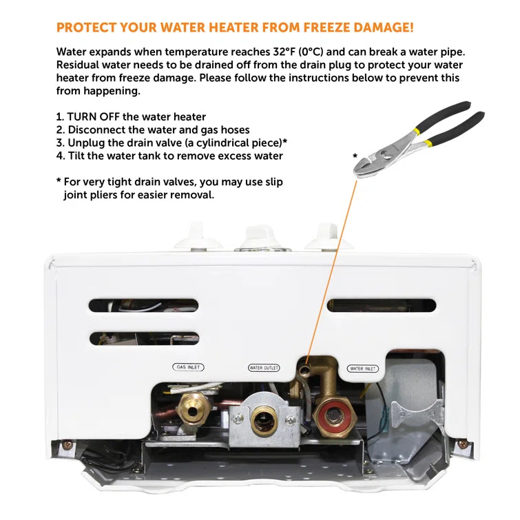 Chauffe-eau portable 10L extérieur - 68 000 BTU, douche incluse, sécurité CSA