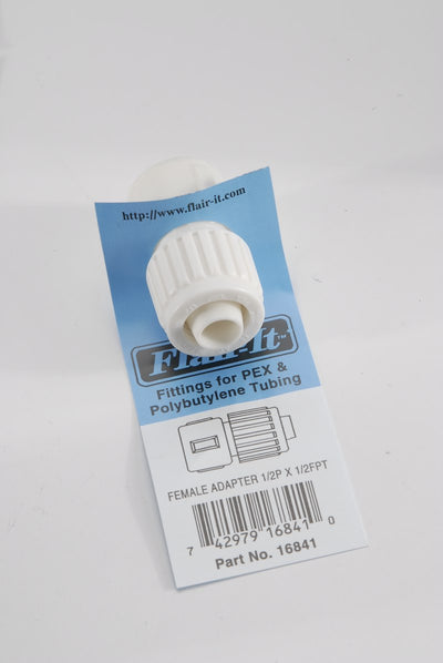 Flair-It™ 1/2 Inch PEX x 1/2 Inch Female Thread Drinking Water Connector - White Plastic