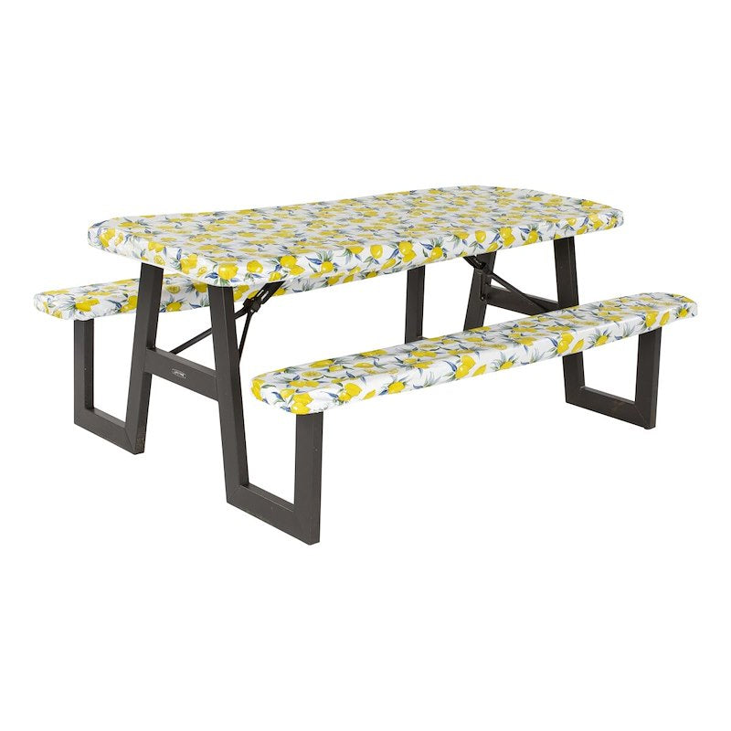 TABLECLOTH &amp; BENCH SET-LEMON