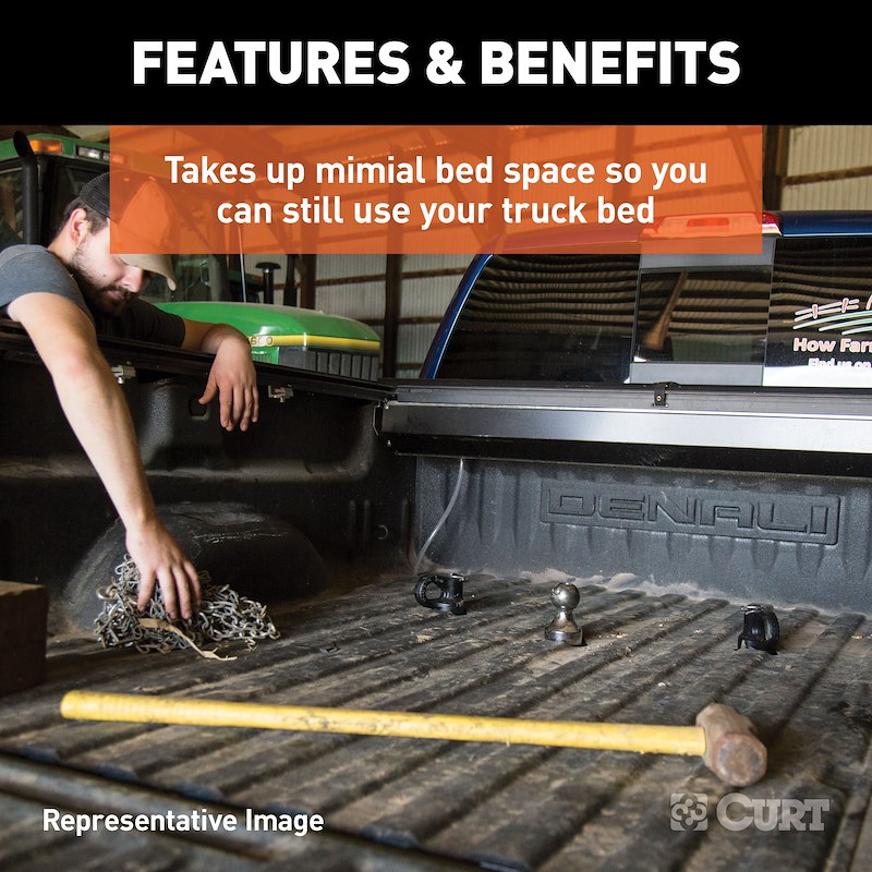 Kit d'Accessoires Gooseneck CURT avec Boule de 2-5/16 Pouces - Capacité 30 000 Livres, Chaînes de Sécurité, Étui et Couverture en Caoutchouc