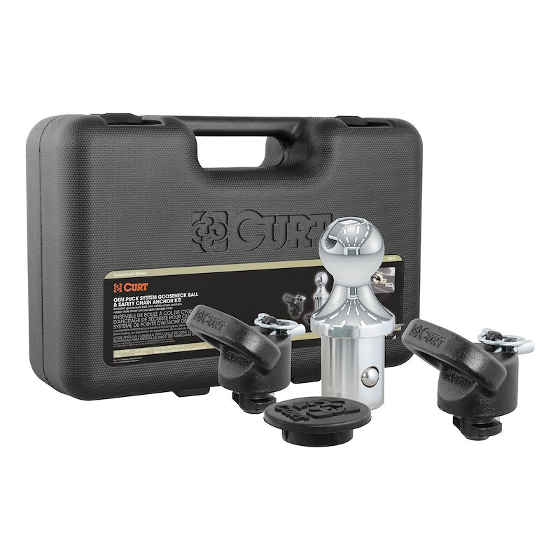 Kit d'Accessoires Gooseneck CURT avec Boule de 2-5/16 Pouces - Capacité 30 000 Livres, Chaînes de Sécurité, Étui et Couverture en Caoutchouc