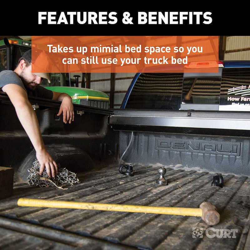 Kit d'Accessoires Attelage Gooseneck avec Boule de 2-5/16 pouces, Capacité 30 000 livres, et Boîte de Rangement