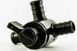 EcoPoly 3-Way Freshwater Shut Off Valve 1/2" PEX - Black Plastic