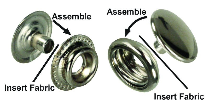 Twist Snap Fastener - Fabric Fastening System - Set of 6 - Easy to Install