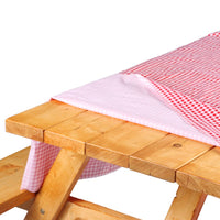 Tablecloth Rectangulaire 54 x 84 pouces avec Couvre-Bancs - Polyéthylène Sûr pour Aliments, Carreaux Rouges et Blancs