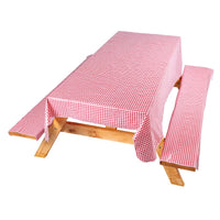 Tablecloth Rectangulaire 54 x 84 pouces avec Couvre-Bancs - Polyéthylène Sûr pour Aliments, Carreaux Rouges et Blancs
