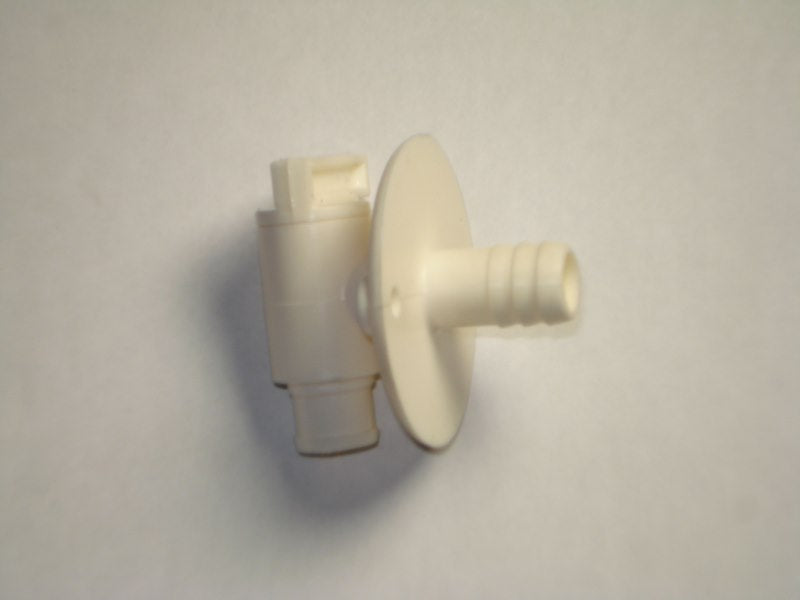 Valve de vidange pour réservoir d'eau fraîche 1/2" - Raccord barboteur avec bride - Polypropylène - Blanc colonial
