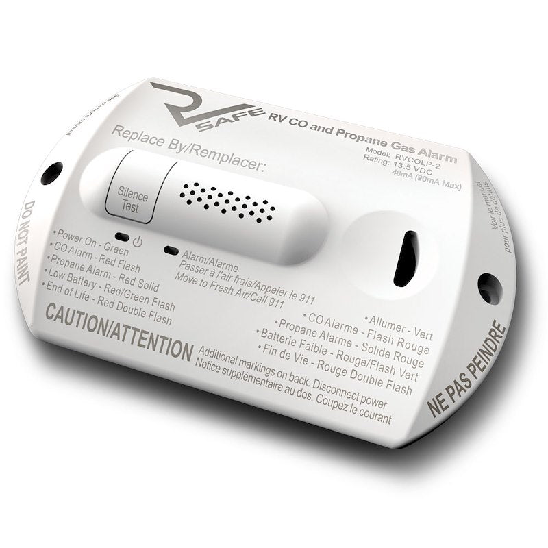 Détecteur de fuite de monoxyde de carbone et propane pour VR - Alerte par bip, montage en surface, LED - 12V