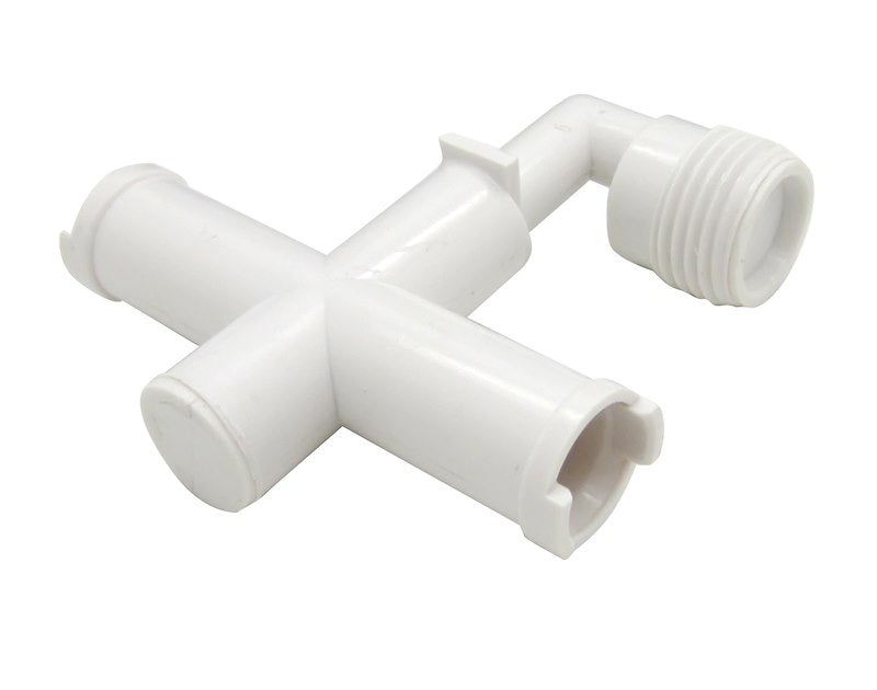 Déviateur pour tête de doucher Dura | Valve de déviateur extérieure | Tee 90° blanc | Pièce de remplacement pour RV