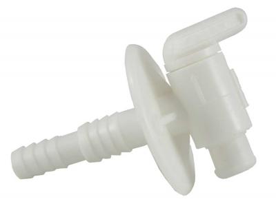 Dual Barbier Drain Valve for RV - White Plastic, 3/8 to 1/2 Inch