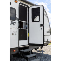 RV Door Window Sunshade – 25-1/4 x 16-1/4 inches – Black Nylon Reflective Back – Easy Hook and Loop Installation