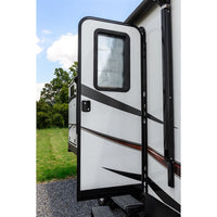 RV Door Window Sunshade – 25-1/4 x 16-1/4 inches – Black Nylon Reflective Back – Easy Hook and Loop Installation