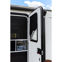 RV Door Window Sunshade – 25-1/4 x 16-1/4 inches – Black Nylon Reflective Back – Easy Hook and Loop Installation