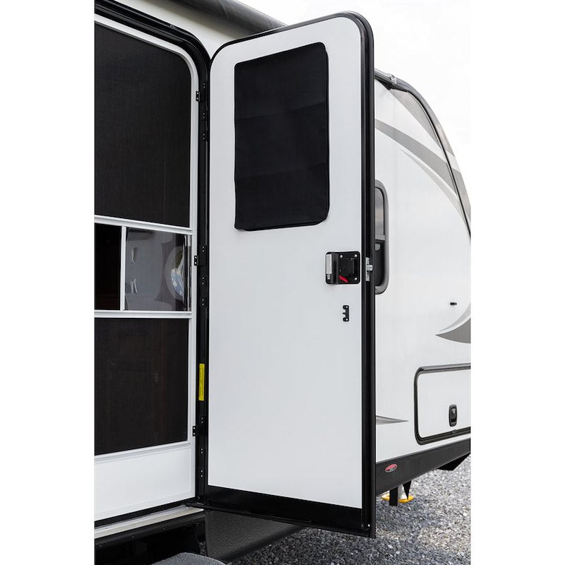 Pare-soleil pour fenêtre de porte de VR – 25-1/4 x 16-1/4 pouces – Noir nylon avec dos réfléchissant – Installation facile avec attaches à crochets et boucles