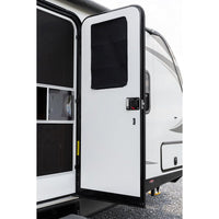 RV Door Window Sunshade – 25-1/4 x 16-1/4 inches – Black Nylon Reflective Back – Easy Hook and Loop Installation