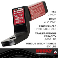 Montée de Boule d'Attelage Husky pour Remorque, Classe III/IV, Récepteur 2 Pouces, 6000 Lbs - Acier Revêtu de Poudre