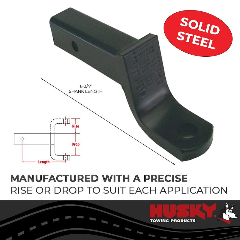 Montée de Boule d'Attelage Husky pour Remorque, Classe III/IV, Récepteur 2 Pouces, 6000 Lbs - Acier Revêtu de Poudre