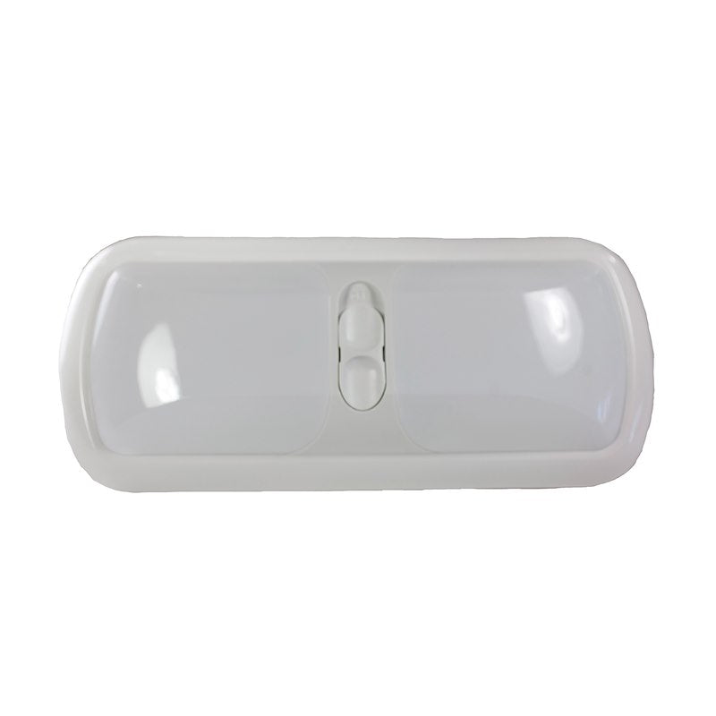 Lumière de Dôme Euro 12V, Lentille Blanche, Design Double, Base Blanche - Ensemble de 2