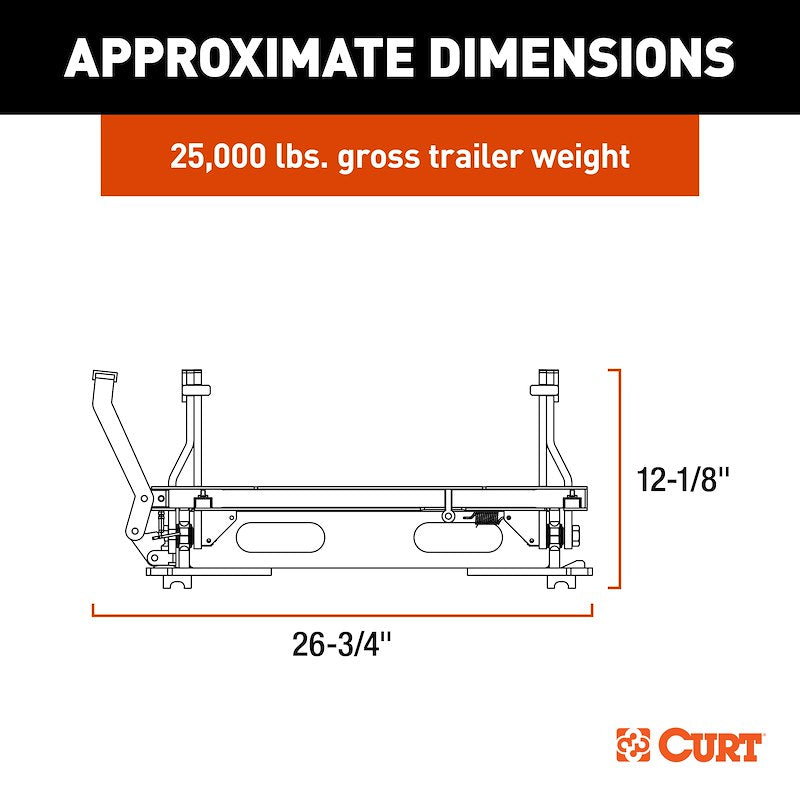 CURT S20 Glissière pour Attelage 5e Roue 25 000 lb – Déplacement 12 po pour Camion Caisse Courte