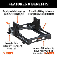 CURT S20 Glissière pour Attelage 5e Roue 25 000 lb – Déplacement 12 po pour Camion Caisse Courte