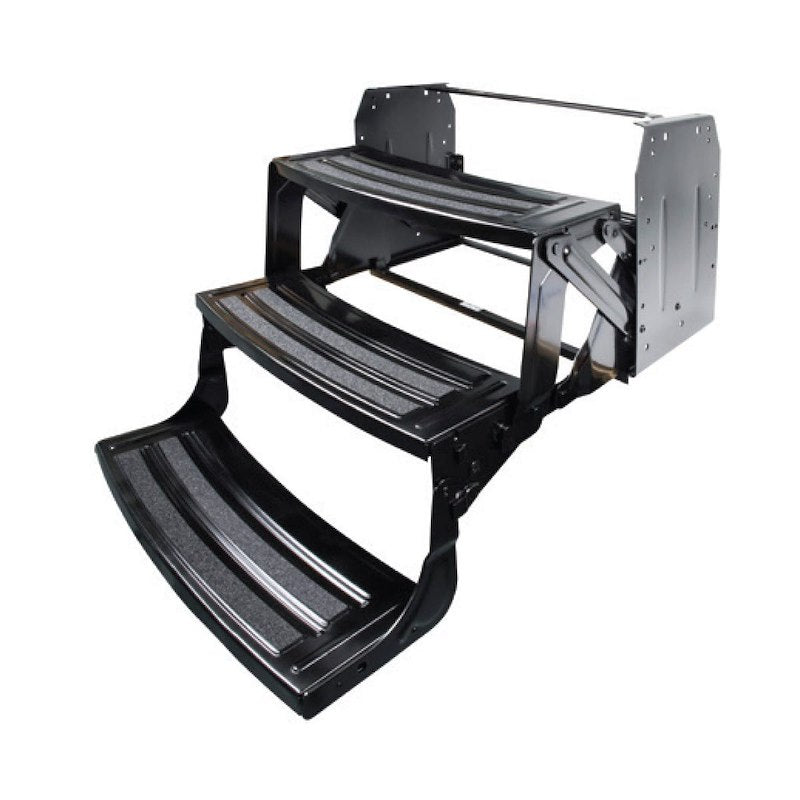 Marchepied RV Lippert 3 Marches Pliantes – Acier Noir 24" Antidérapant