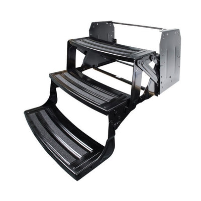 Lippert 3-Step Folding RV Step - Black Steel 24" Non-Slip