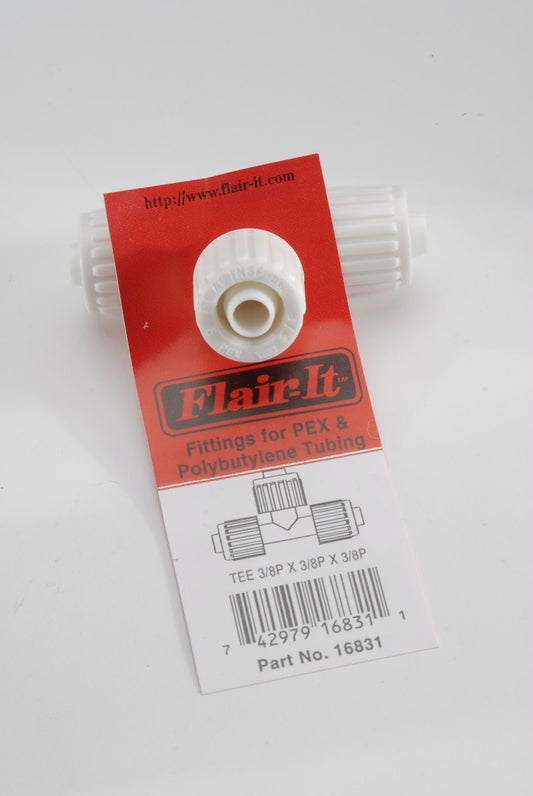 Raccord Tee Flair-It™ 3/8 po PEX - Coude en T plastique blanc | Elkhart Supply 72-0773