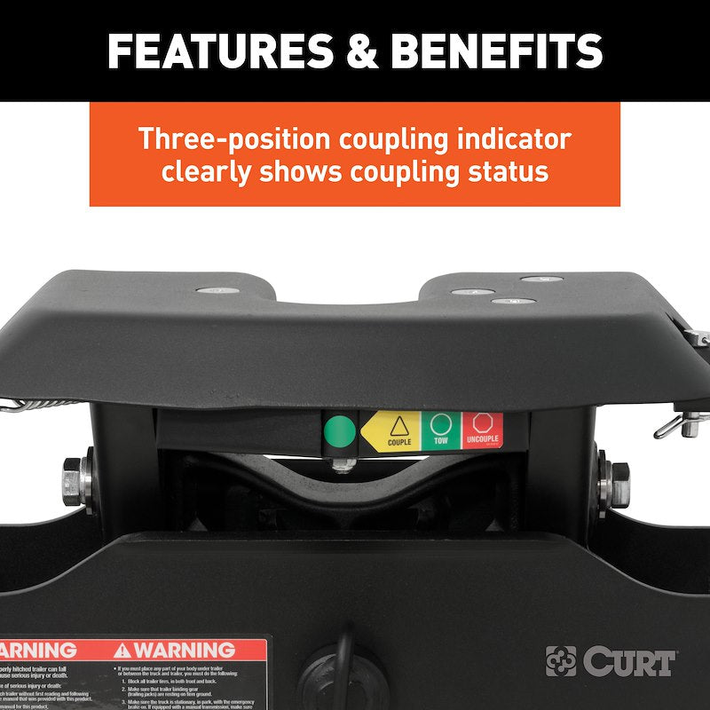 Attache Fifth Wheel CURT A16 16 000 lb pour Ram avec Système OEM – Tête Articulée et Poignée Autobloquante