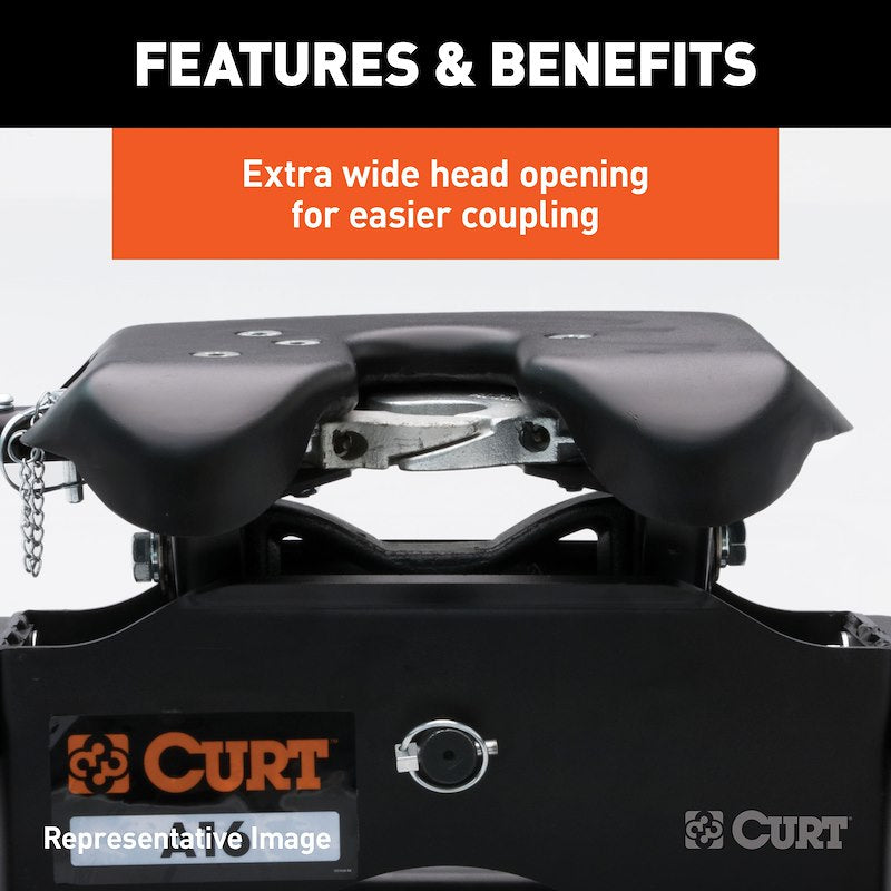 Attache Fifth Wheel CURT A16 16 000 lb pour Ram avec Système OEM – Tête Articulée et Poignée Autobloquante