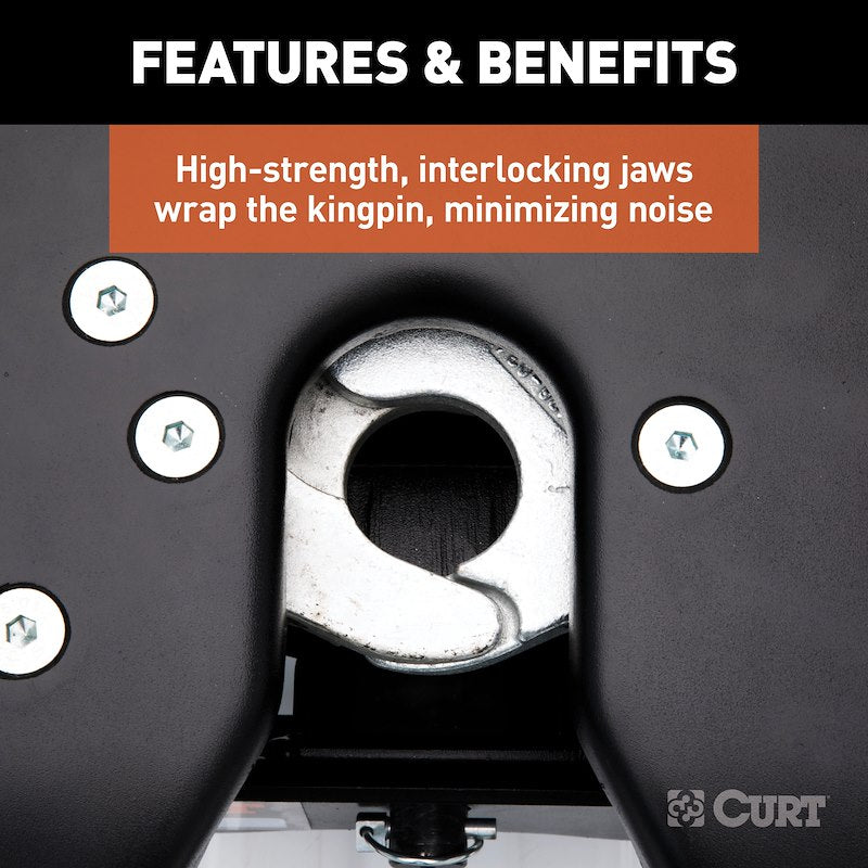 Attache Fifth Wheel CURT A16 16 000 lb pour Ram avec Système OEM – Tête Articulée et Poignée Autobloquante