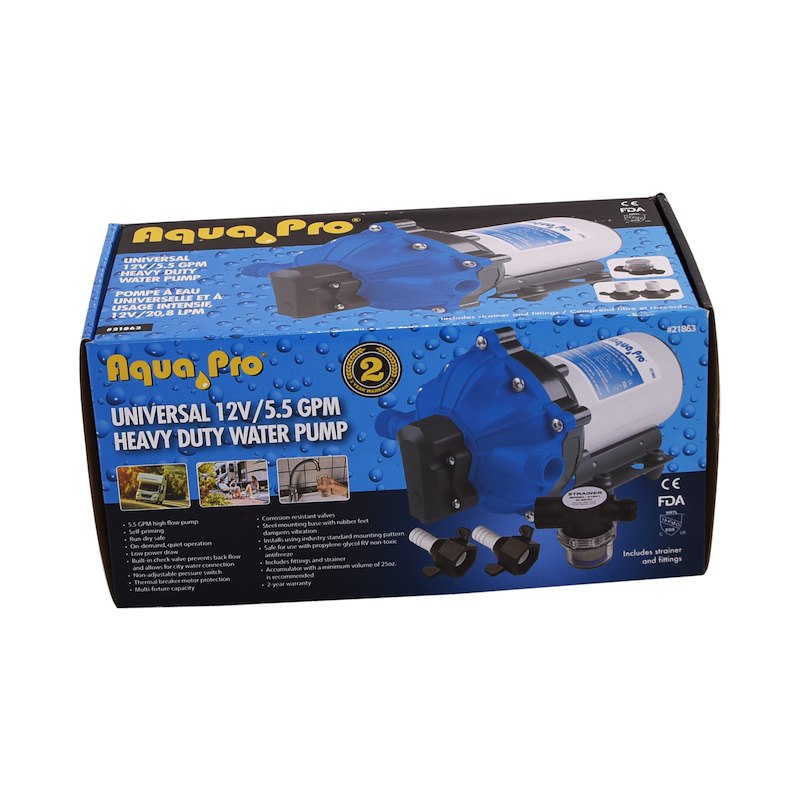 Pompe à eau Aqua Pro 27-9807 – 12V, 5,5 GPM, auto-amorçante avec protection thermique