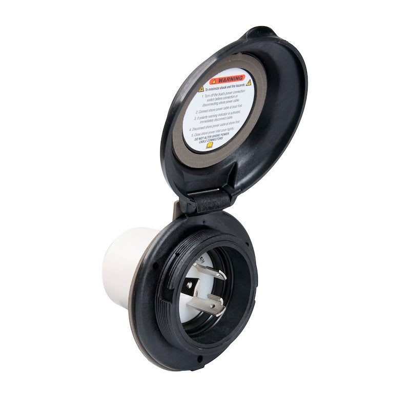 Prise d’Alimentation Marinco 30A 125V Noire – Entrée de Courant pour VR et Bateau