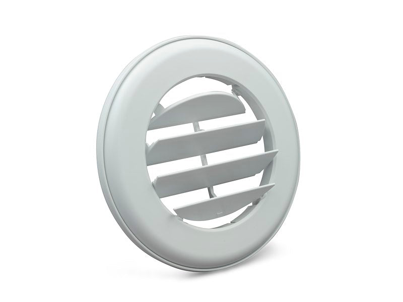 Grille de ventilation ronde plafond CoolVent Deluxe – 360°, blanc polaire, avec obturateur et kit