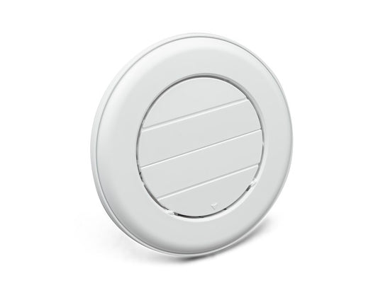 Grille de ventilation ronde plafond CoolVent Deluxe – 360°, blanc polaire, avec obturateur et kit