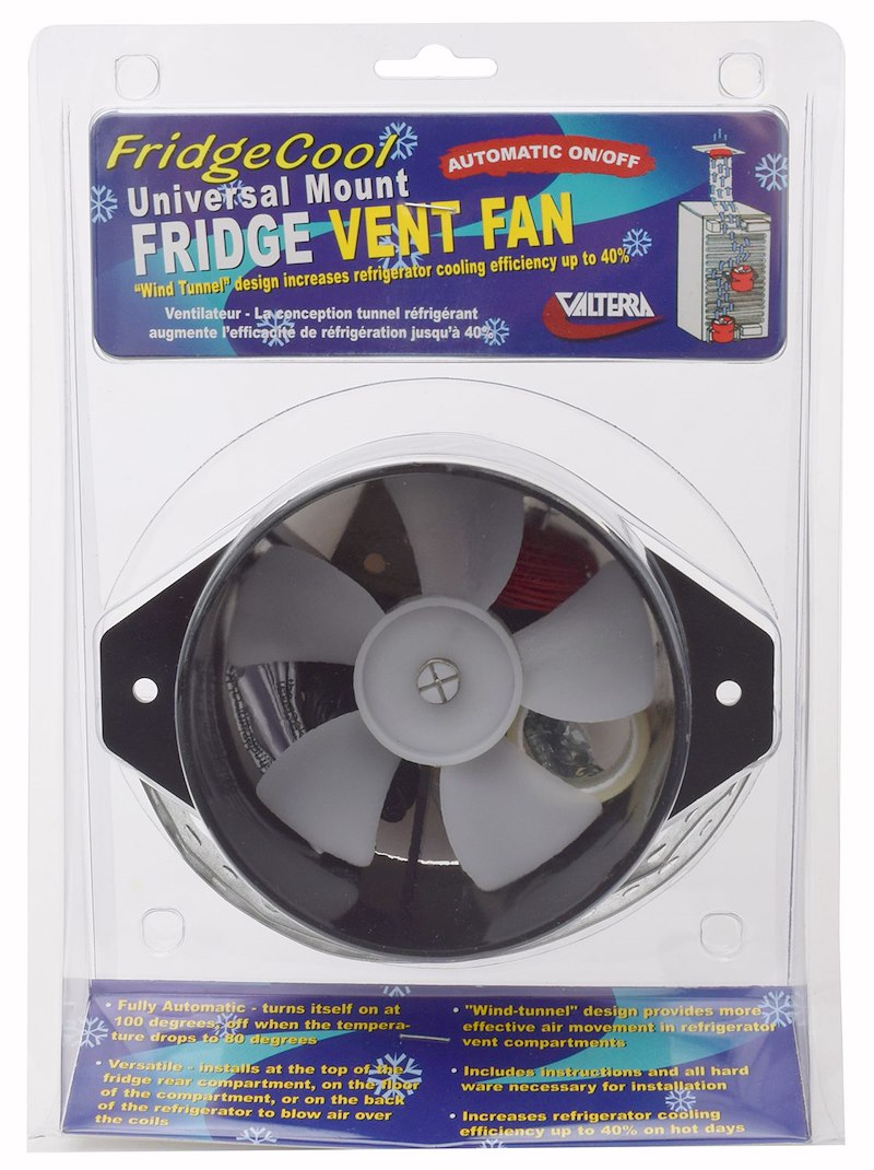 Ventilateur FridgeCool Valterra 12V pour Serpentins de Réfrigérateur – Automatique, 12.5 CFM