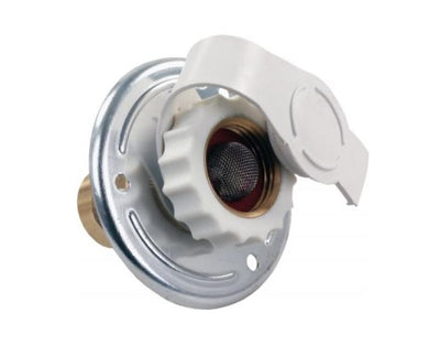 JR Products 10-0369 City Water Inlet for RV – Aluminum with Backflow Valve and Dust Cap