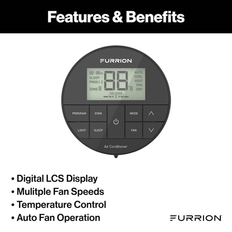 Thermostat Mural Furrion Chill™ HE Programmable Multi-Zones 12V – Écran LCD et Contrôle Ventilation