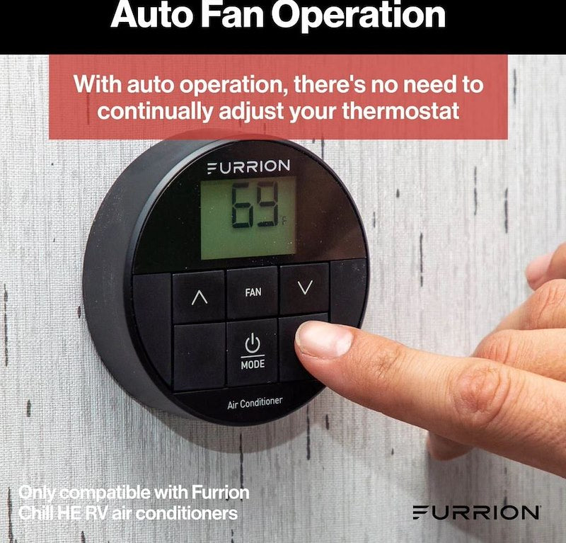 Thermostat mural Furrion Chill™ programmable pour VR – Chauffage/Climatisation – 12V avec contrôle de vitesse