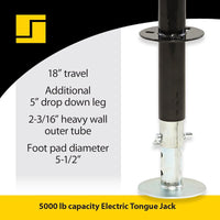 Stromberg Carlson Electric 5000 lb Trailer Jack with LED & Level