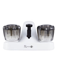 Dura Faucet Robinet de Lavabo 4” avec Déviateur de Douche – 2 Poignées Acrylique Fumé – Blanc Plastique
