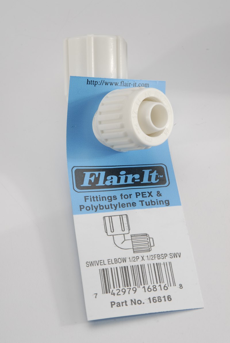 Raccord coudé 90° Flair-It™ 1/2" PEX x 1/2" femelle BSP – Blanc | Elkhart Supply