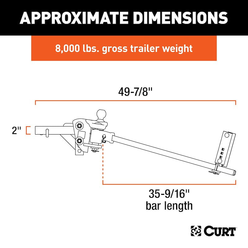Attelage de Répartition de Poids CURT TruTrack™ 71-8501 – 8000 lb avec Contrôle de Lacet Intégré
