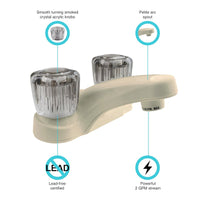 Robinet Lavabo VR Dura Faucet 10-0665 Blanc 4" – Double Poignée