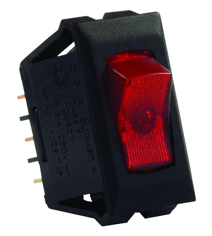 12V Multifunction SPST Rocker Switch with Red Illumination for RV