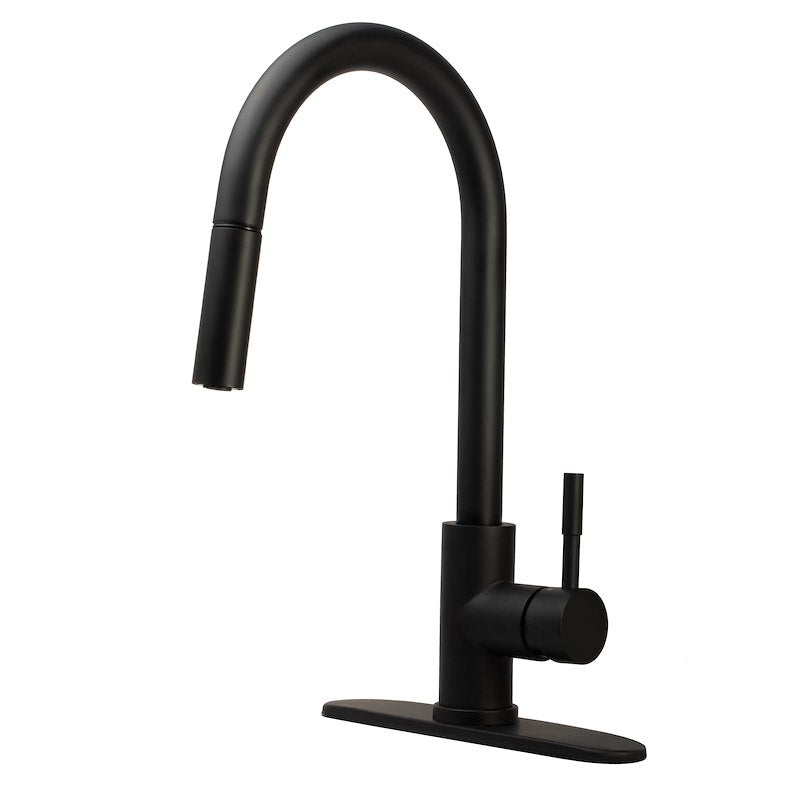 Dura Faucet 07-9908 Matte Black Kitchen RV Faucet with Pull-Down Spout