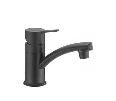 Robinet lavabo VR noir mat à levier – Montage sur comptoir 1 poignée