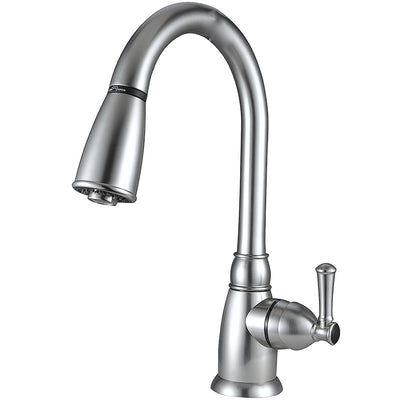 Robinet cuisine VR nickel brossé bec extractible 15" levier unique